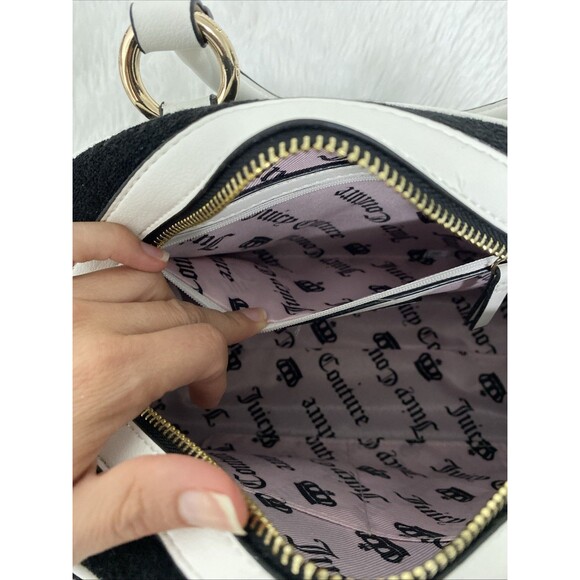 Juicy Couture Sweet N Juicy Apple Satchel Duffle Bag Terry Black Heart Charm - Picture 7 of 12